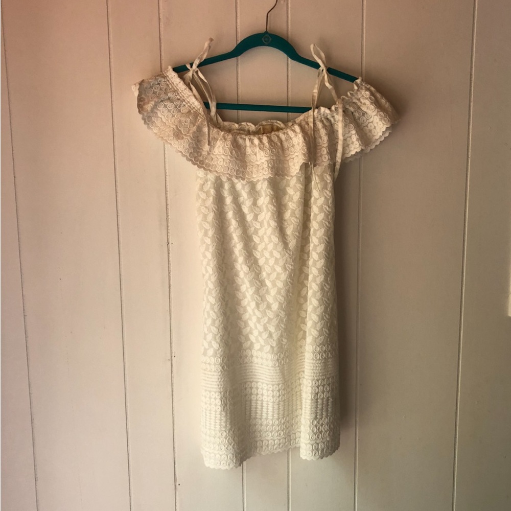 Paloma Blue Tie Spaghetti Strap Off the Shoulder‎ Dress Off-White/Cream M - Picture 4 of 10